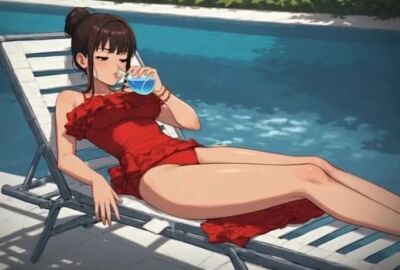 1girls ai ai_art ai_generated bra_removed breast_expansion breasts_out diving hair_color_change hair_growth mermaid mermaid_ears mermaid_tail metamorphosis no_sound pink_hair pool poolside potion red_bikini_top scales splash tagme tearing_clothes transformation transformed video