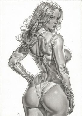 alan_borges ass black_and_white breasts emma_frost female female_only greyscale marvel marvel_comics sideboob thong_leotard white_queen x-men