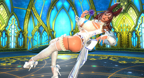 big_ass big_breasts breasts bunny_ears bunny_girl female final_fantasy_xiv gpose_(ffxiv) magic revealing_clothes viera warrior_of_light_(ff14) whore_of_light witch