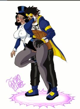 1boy 1girls 2d 2d_(artwork) adult_and_teenager age_difference ahe_gao alternate_version_available big_breasts blush breasts clothed_sex color dark-skinned_male dark_skin dc dc_comics dcau dream female flying hard_nipples illustration interracial justice_league justice_league_unlimited light-skinned_female light_skin male milestone_media partially_clothed pleasure_face pochoclogigi pussy sex shirt_lift static_(superhero) static_shock superhero superhero_costume superheroine vaginal_penetration virgil_hawkins zatanna zatanna_zatara