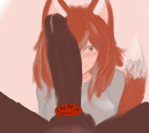 1girls clothed dark-skinned_male dark_skin fanel female fox_ears fox_tail male salat_v sketch