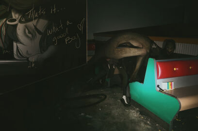 aroused balls black_eyes black_hair black_lips close-up commentary deep_penetration doggy_style english_commentary english_text female female_ejaculation female_orgasm grin half-closed_eyes heart highres horror_(theme) host_(obj_shep) long_hair looking_at_viewer male moaning monster obj_shep open_mouth orgasm original plug_(piercing) pussy ringed_eyes size_difference smile talking testicles vaginal_penetration variant_set wide-eyed zoom_layer