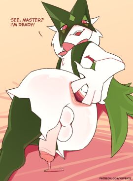 absurd_res anthro anus ass backsack balls ballsack blush bodily_fluids claws dialogue english_text erection exclamation_point fangs femboy fingering fingers_in_ass foreskin fur generation_9_pokemon genital_fluids genitals hi_res humanoid_genitalia humanoid_penis leaking_precum looking_at_viewer lying male male_meowscarada meowscarada nepentz nintendo nude on_side open_mouth penis pokemon pokemon_(species) precum question_mark rear_view simple_background smile solo stretched_anus tail teeth text uncircumcised url