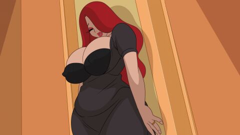 animated ass bbw big_ass big_breasts breasts discreenvision erica_(discreenvision) female game_cg inusen milf milf_boom red_hair tagme