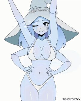 4_arms animated animated_gif animated_image big_breasts big_thighs big_titties bikini blue_hair blue_skin breasts curvaceous curvaceous_female curvaceous_figure curvy curvy_figure curvy_hips elden_ring female female_focus female_only fromsoftware gif looking_at_viewer multi_arm multi_limb pigwazowzky ranni_the_witch short_hair witch_hat