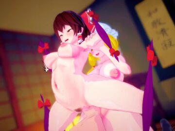 3d anger_vein animated annoyed annoyed_expression annoyed_face censored censored_penis cum_in_pussy cum_leaking_out_of_pussy cum_pool cum_pooling cum_puddle cumflated_belly cumflation distended_belly distended_stomach distension dubious_consent fucked_into_submission futa_on_female futadom futanari heart heart-shaped_pupils heart_eyes heart_symbol hearts hearts_around_head huge_balls koikatsu mightymeat mightyniku mosaic_censoring portal pubic_hair reimu_hakurei restrained restrained_arms restrained_legs shorter_than_one_minute tagme touhou video yukari_yakumo