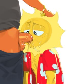 2024 2boys anthro anthrofied autumn_(kogito) balls blowjob bodily_fluids body_hair clothed elemental_creature fellatio gay gay_domination gay_sex glistening glistening_penis hand_on_head hi_res humanoid kogito looking_at_penis male male/male male_only narrowed_eyes object_head on_knees orange_body partially_clothed penis saliva saliva_string simple_background summer_(kogito) tongue_out_blowjob toony yaoi yellow_body