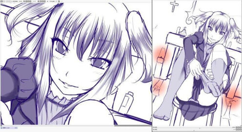 1girls anklehighs bloomers blunt_bangs blush bow candles cross ell182a_(masa_works_design) feet female fingernails foot_fetish grey_panties kneehighs layered_clothing long_sleeves looking_at_viewer maha_no_hanashi masa_works_design md5_mismatch mirror naughty_face not_colored official_art panties pantyshot perfume perfume_bottle pigtails puffy_sleeves removing_socks ritual seryl_claude_les-elizabeth sitting sitting_on_chair sketch skirt smile socks solo solo_female tagme toenails two_side_up unfinished vocaloid