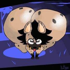 ambiguous_gender animated anthro ass ass_built_separately blush bubble_ass bubble_butt collar comission furry g0th1cc1 gif hyena loop massive_ass massive_butt original_character shaking shaking_ass shaking_butt silly silly_face solo spiked_collar spots spotted_body spotted_fur tagme tongue tongue_out