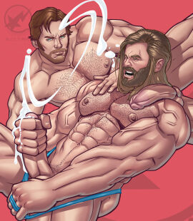 abs balls bara beard biceps big_balls big_penis blitzturner chris_hemsworth chris_pratt cum erection gay genital_fluids guardians_of_the_galaxy male male/male male_nipples male_only marvel marvel_cinematic_universe marvel_comics masturbation muscular muscular_male nipples nude orgasm pecs penis peter_quill starlord thong thor:_love_and_thunder thor_(marvel) underwear yaoi