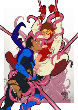 balls bart_allen blue_beetle clothing dc dc_comics erection gay impulse jaime_reyes male male/male male_only masculine_male muscular muscular_male penis siggy_atrox tentacle tight_clothing young_justice young_justice:_invasion
