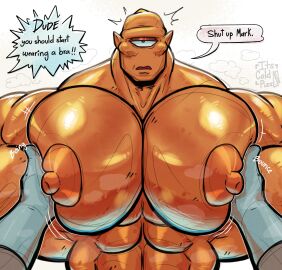 alien allen_the_alien big_breasts big_chest big_nipples big_pecs breasts erect_nipples fondling_pecs gay huge_breasts huge_chest huge_pecs invincible invincible_(comics) invincible_(superhero) invincible_(tv_series) its_coldpizza its_coldpizzart male male/male male_only mark_grayson orange_body orange_skin pecs_bigger_than_head