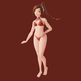3d avatar_the_last_airbender bra braided_ponytail breasts brown_background brown_eyes brown_hair brunette cleavage female female_focus female_only happy happy_female lia3d lingerie lingerie_only medium_breasts noblewoman panties pose posing simple_background solo solo_female solo_focus tied_hair ty_lee wink winking_at_viewer