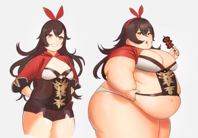 amber_(genshin_impact) bbw belly fat female female_focus female_only genshin_impact obese obese_female solo solo_female solo_focus weight_gain