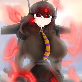 1girls big_breasts breasts brown brown_hair female female_only human simp_cameraman_(skibidi_toilet) skibidi_toilet solo solo_female susgwoman_(artist)