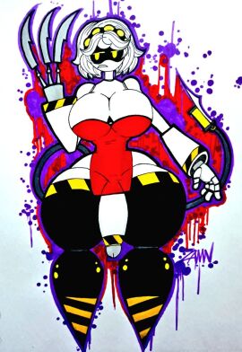 1futa 1girls 2023 2d big_breasts big_penis bottomless breasts clothed clothing curvy dress female futa_only futanari half-closed_eyes huge_hips humanoid humanoid_penis intersex mostly_clothed murder_drones nutboiart8008 pelvic_curtain penis red_dress robot robot_girl robot_humanoid screen_face short_hair solo standing thick_thighs traditional_media_(artwork) v_(murder_drones) wide_hips