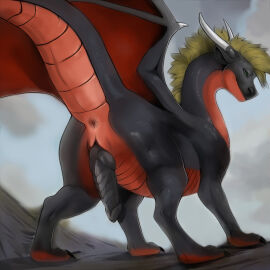 1:1 absurd_res anthro anus ass dragon feral genitals hi_res jace_zantetsukin male mythological_creature mythological_scalie mythology penis presenting presenting_anus presenting_hindquarters presenting_penis raised_tail scalie tail tail_anus