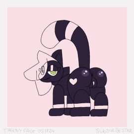 808_(hi-fi_rush) all_fours animated ass bite biting_lip dipstick_tail domestic_cat felid feline felis female feral genitals glistening glistening_body heart_symbol hi-fi_rush looking_at_viewer loop mammal markings microsoft pussy short_playtime solo tail tail_markings tango_gameworks theenyface