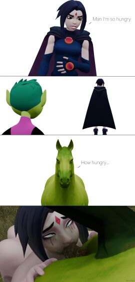 ability_indecency beast_boy beastiality blender dc dc_comics eating_ass eating_feces female feral horse male male_scat meme raven_(dc) scat smelly tears teen_titans text zoophilia