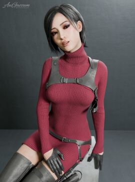 3d ada_wong asian asian_female aw-gazzam black_hair blender_(software) dress female red_dress resident_evil resident_evil_4 resident_evil_4_remake
