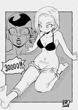 android_18 dragon_ball dragon_ball_z female frieza funny greyscale pink_mousse short_hair tagme
