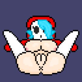 1girls 2d anus breasts female female_only holding_leg_up holding_legs legs_apart legs_spread legs_up light-skinned_female light_skin mario_(series) mating_press missionary_position nintendo on_back pixel_art presenting presenting_anus presenting_pussy pussy shy_gal solo solo_female solo_focus tagme