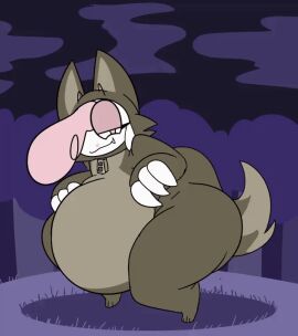 animated anthro belly big_belly bovid caprine chikn_nuggit clothed clothing cofi_(chikn_nuggit) costume digestion digital_media_(artwork) female furry furry_wearing_fursuit fursuit half-closed_eyes mammal narrowed_eyes night overweight sheep short_playtime solo the_hookaloof vore vore_belly