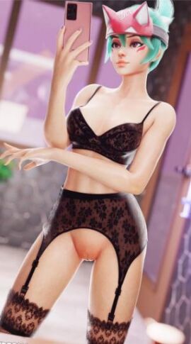 3d blizzard_entertainment breasts female hair kiriko_(overwatch) lingerie overwatch overwatch_2 pussy