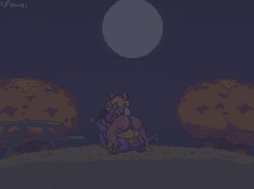 amazon_position amazonian_mating_press animated cum cum_in_pussy cum_inside deltarune dmoons female human_on_anthro kris_(deltarune) mating_press noelle_holiday pussy susie_(deltarune) threesome