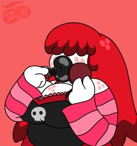 1girls animated anthro big_lips black_lipstick breasts cherry_(vrrychrry17) female goth large_breasts lipstick pocket_mirror red_hair vrrychrry17 watermark