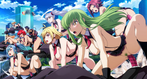6+girls aircraft angelise_ikaruga_misurugi blonde_hair blue_eyes blue_hair blue_pubic_hair blue_sky breasts building c.c. censored change_in_common_sense character_request cloud code_geass colored_pubic_hair commentary_request copyright_request cross_ange crossover daiaru dark-skinned_female dark_skin day female female_ejaculation female_pubic_hair fushigi_no_umi_no_nadia glider green_hair green_pubic_hair grey_hair hikaru_shidou kallen_stadtfeld kouzuki_kallen large_breasts magic_knight_rayearth martian_successor_nadesico medium_breasts microskirt mind_control mosaic_censoring multiple_females multiple_girls nadia_la_arwall necktie nipples object_insertion orange_pubic_hair outdoors pubic_hair purple_hair pussy pussy_juice red_eyes red_hair red_necktie riding ruri_hoshino skirt sky super_robot_wars suspender_skirt suspenders twintails umi_ryuuzaki v-shaped_eyebrows vaginal vaginal_object_insertion vaginal_penetration yellow_eyes