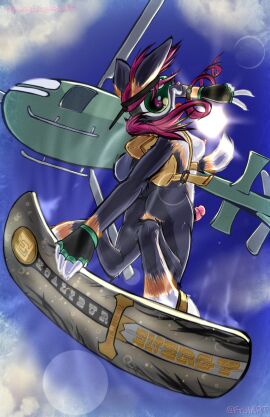 absurd_res aircraft ass bandicoot bham_(frist44) bilby breasts clock eyewear female frist44 genitals goggles helicopter hi_res male mammal marsupial named parachuge_bag parachute peace_sig penis side_boob skyboarding skydiving trans_woman transfem v vehicle watch wristwatch