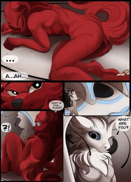 absurd_res alien anthro ass canid canine canis close-up comic conrie hi_res kidnapping lying male mammal spacecraft text vehicle wolf