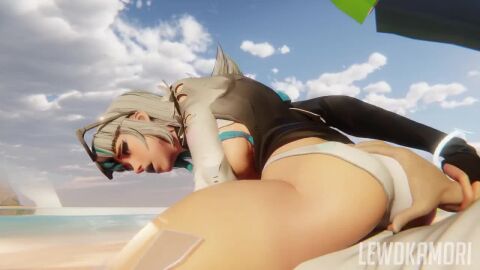 ass ass_focus blue_hair boobs_out lewdkamori looking_back luna_snow luna_snow_(cool_summer) luna_snow_(marvel_rivals) marvel marvel_comics marvel_rivals sex tagme video white_hair