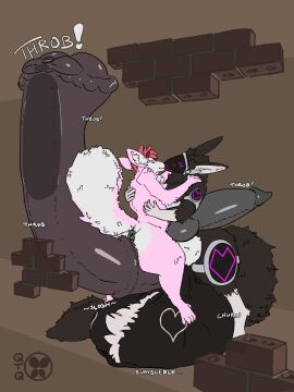 2025 3:4 alley animal_genitalia animal_penis anthro anus balls balls_tuft big_balls big_penis black_penis brick_wall canid canine canine_genitalia canine_penis closed_eyes countershading curled_tail curved_penis dark_body dark_fur digital_media_(artwork) duo english_text equine_genitalia equine_penis erection flat_colors fluffy fluffy_tail fur genitals hair happy heart_(marking) hi_res horn hug huge_balls huge_cock hybrid hyper hyper_balls hyper_genitalia hyper_penis kissing knot knotted_penis lux_(redtail) machine making_out male male/male mammal mane markings medial_ring nude onomatopoeia outside penis penis_size_difference pink_body pink_fur protogen protogen_visor puffy_anus quotethequiet red_hair short_hair signature simple_background sion_allona sitting_on_penis smile smooth_balls sound_effects tail text thick_thighs three-quarter_view tuft wall_(structure)