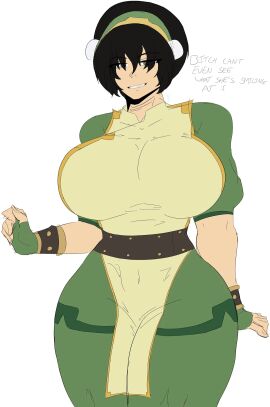 aged_up amnesiacfurry avatar_legends avatar_the_last_airbender blind breasts busty colored_sketch earth_kingdom female hair_ornament hairband nickelodeon nicktoons sketch thighhighs thighs toph_bei_fong