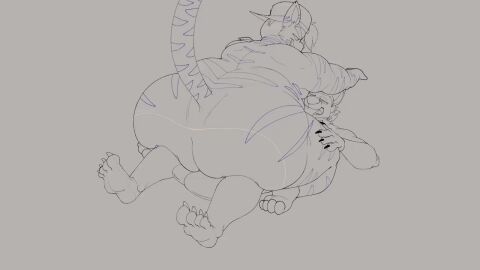 anal anal_penetration animated anthro anthro_on_anthro ass big_ass big_penis bubble_ass bubble_butt canine dee_jay_f31in3_(teddogbear) feline furry gay hat huge_ass male male/male male_on_male male_only overweight overweight_male penis slusher_blue thick_thighs wide_hips yaoi