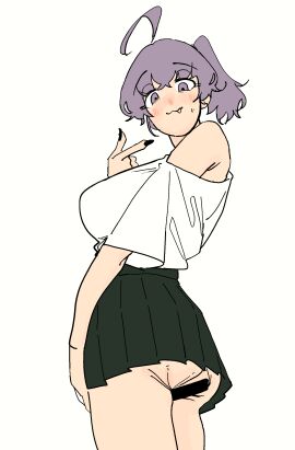 1girls akane_(mattsuu) akane_(まっつー) anal anal_training anus buttplug cute_fang destroyed_anus exhibitionism female female_only grey_hair huge_anus huge_buttplug ijnacrj mattsuu no_panties pleated_skirt ruined_anus sex_toy skirt solo stretched_anus tagme wrecked_ass まっつー