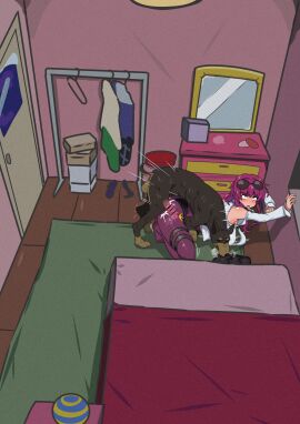 1boy 1futa ahe_gao anal anal_insertion anal_sex animal_genitalia animal_penis bar_censor bed bedroom breasts canid canine canine_genitalia canine_penis canis censored censored_penis clothed clothed_futa clothed_sex clothing deep_penetration dog_penis doggy_style domestic_dog erection female futanari honkai:_star_rail honkai_(series) huge_breasts huge_cock intersex kafka_(honkai:_star_rail) knotted_penis male male/futa male_on_futa open_mouth panties pantyhose penetration penis rolling_eyes seiranaichi sex sex_from_behind sunglasses tongue tongue_out torn_clothes torn_clothing torn_pantyhose zoophilia