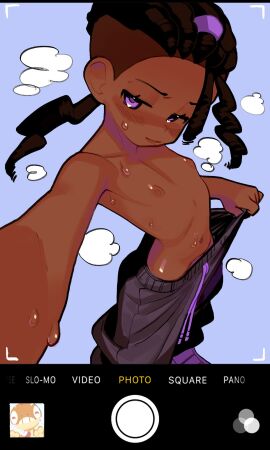 dark-skinned_femboy dark-skinned_male dark-skinned_sissy dark_skin dreadlocks infantilette male male_only naveen_(pokemon) nipples pokemon pokemon_legends:_z-a pur_(pokemon) purple_eyes scraggy selfie selfie_pose shirtless shirtless_(male) shirtless_male sissy sole_male solo sweat tugging_clothing young younger_male zuruggu
