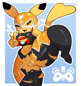 1girls 2d anthro ass big_ass big_breasts big_butt breasts cosplay_pikachu curvaceous curvaceous_female curvaceous_figure curvy curvy_figure curvy_hips digital_media female female_only furry furry_female furry_only game_freak juicy_pussy looking_at_viewer mask mr_mapache nintendo pikachu pikachu_libre pokemon pokemon_(species) pussy pussy_juice solo tail wink winking_at_viewer yellow_skin