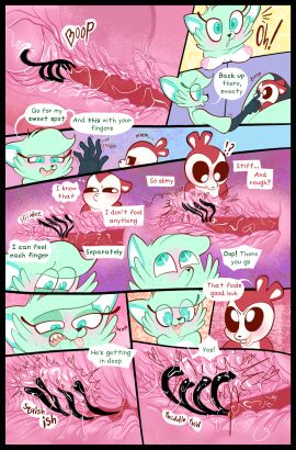 absurd_res anthro areola bladder blush bodily_fluids breasts cervix chikn_nuggit dialogue duo english_text eyelashes fangs female fingering g-spot genital_fluids hawt_saus_(chikn_nuggit) hi_res internal internal_vaginal kaboozey male male/female nipples nude open_mouth organs pussy slushi_(chikn_nuggit) small_but_hung sweat teeth text vaginal_fluids vaginal_penetration