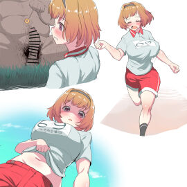 1boy 1girls balls bar_censor bbm breasts brown_eyes brown_hair censor_bar censored censored_penis clothed clothed_female clothed_female_nude_male clothing completely_nude_male dark-skinned_male dark_skin erection fat_male female gym_uniform hair_ornament huge_cock hypnosis imminent_rape imminent_sex interracial looking_at_viewer male male/female male_pubic_hair medium_hair nude nude_male old old_man older older_male_and_younger_female original original_character penis pt pubic_hair sport stray_pubic_hair testicles younger_female