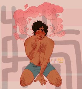 blush date_everything hard_on hector_(date_everything) leaking_precum steaming_body wet_underwear
