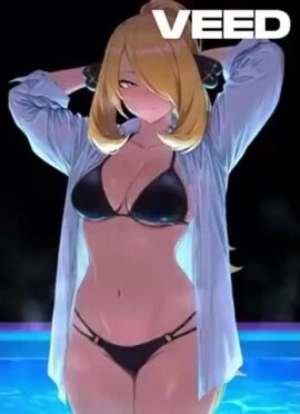 2d 2d_(artwork) 2d_artwork ai-created ai_animated ai_animation ai_art ai_assisted ai_generated bare_legs bare_midriff bare_thighs belly_button big_breasts bikini bikini_bottom bikini_top black_bikini black_bikini_bottom black_bikini_top black_hair_ornament blonde_hair blush cleavage cynthia_(pokemon) dance dancing dancing_girl eyelashes hair_accessory hair_covering_eye hair_ornament hip_sway hourglass_figure hourglass_figured_female in_pool inner_sideboob jacket jacket_on_shoulders jacket_open jiggle jiggle_physics jiggling_boobs jiggling_breasts jiggling_thighs light_skin light_skinned_female long_hair looking_at_viewer midriff music navel pokemon pokemon_(game) pokemon_dppt pokemon_trainer pool pov pov_eye_contact pov_male seduction seduction_techniques see-through see-through_clothes see-through_clothing see-through_jacket see-through_shirt silver_eyes sound stream swimingpool tagme thick_thighs tied_hair video wet wet_body wet_clothes wet_clothing wet_skin