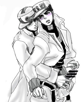2boys censored diamond_is_unbreakable erection gay jojo's_bizarre_adventure jotaro_kujo male male/male male_only pubic_hair selfcest vento_aureo yaoi
