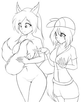 after_transformation alternate_species animal_humanoid belly blush breasts female flannery_(pokemon) generation_1_pokemon gym_leader humanoid humanoidized mammal may_(pokemon) monochrome ninetales nintendo pokemon pokemon_(species) pokemorph post-transformation starcross_(artist) transformation