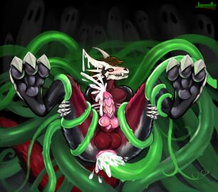 absurd_res anal anal_sex anatomically_correct anatomically_correct_genitalia anthro anus bodily_fluids bone claws corax cum cum_in_ass cum_inside cum_on_face cumshot dragon ejaculation genital_fluids genitals hi_res jemmily male male/male mythological_creature mythological_scalie mythology paws penetration penis scalie sex skull skull_dragon skull_head solo tentacle tentacle_cum tentacle_in_ass tentacle_penetration tentacle_rape tentacle_sex