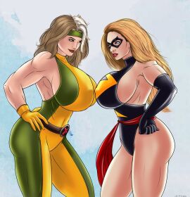 2girls anna_marie avengers carol_danvers female female_only human human_only light-skinned_female light_skin marvel marvel_comics ms._marvel ms._marvel_(carol_danvers) multiple_females multiple_girls pinup rogue_(x-men) sidneydesenhus superheroine tagme the_uncanny_avengers the_uncanny_x-men x-men