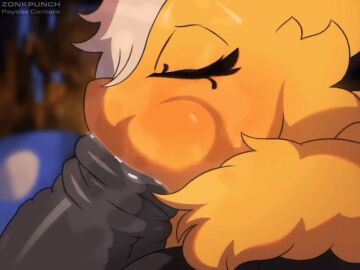 1boy 1girls animated bee big_penis blowjob female just_the_tip male oral penis zonkpunch